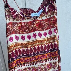 Emma & Michele Patterned boho Maxi Dress in Red and Brown